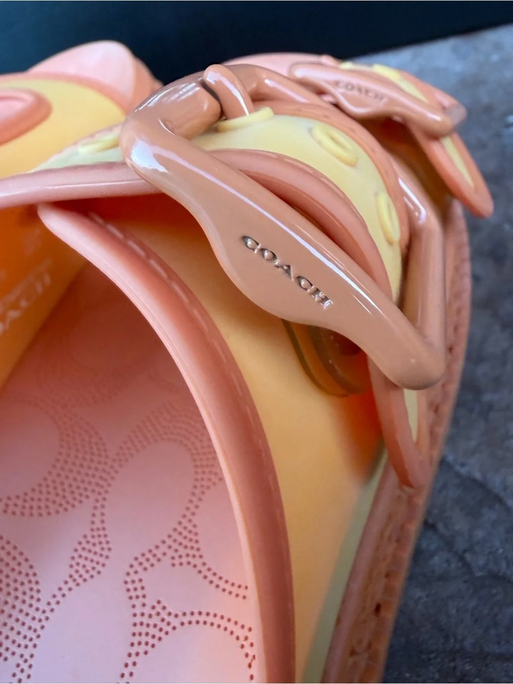 Coach Kids Two-Tone Orange and Yellow Buckle Platform Sandals